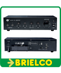 AMPLIFICADOR MEGAFONIA 18W RMS 12V Y 220V ENTRADA 2 MICRO AUXILIAR CD 4-8-16 OHM 100V BD9893 - 
