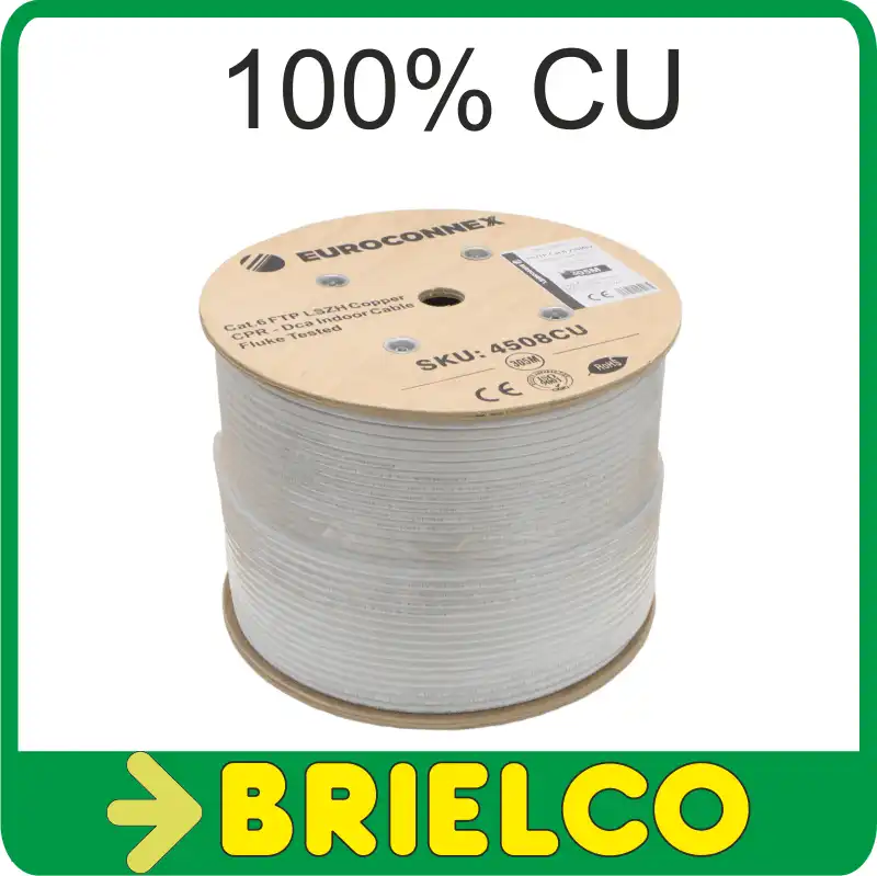 CABLE RED PARA ETHERNET INTERNET FTP CAT6 100% CU 4 PARES 8 HILOS ROLLO 305M BD10890