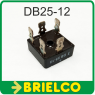 DB25-12 PUENTE RECTIFICADOR TRIFASICO 1200V 25A TERMINALES FASTON 6.35MM BD11219 - 