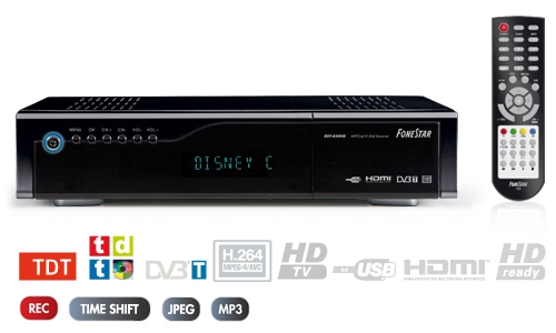 RECEPTOR DE TV DIGITAL TDT HD GRABADOR FUNCION PVR FONESTAR RDT-850 BD8529